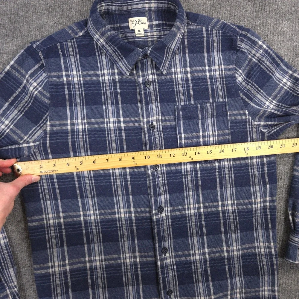 J Crew Lightweight Seaboard Soft-Knit Shirt Mens M Blue Plaid Brushed Flannel